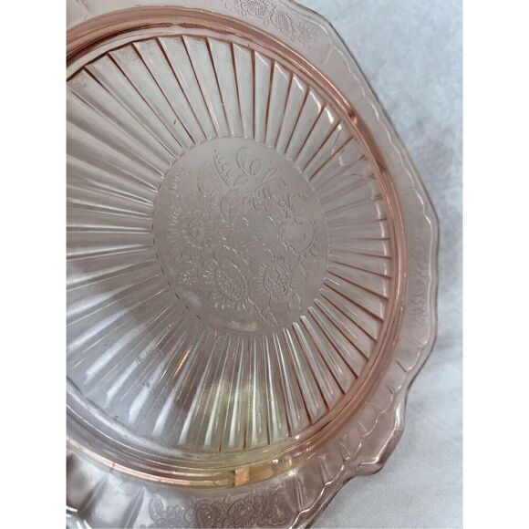 Vintage Pink Depression Glass Footed Platter - Picture 3 of 7